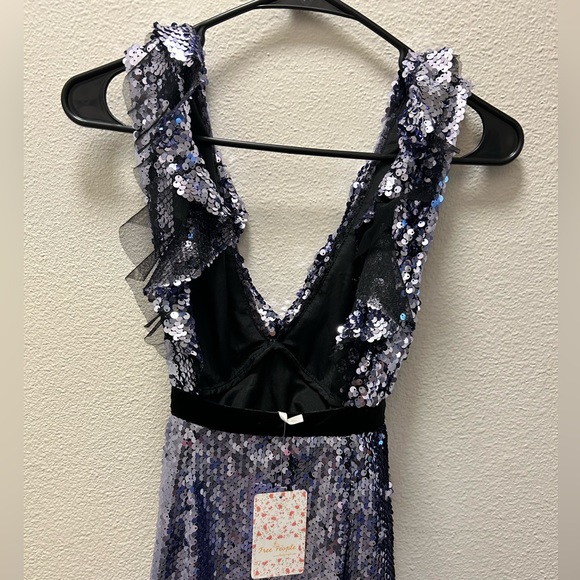 New Free People Siren Sequin NWT Party Mini Dress Black/Purple Size 2 - Picture 4 of 9